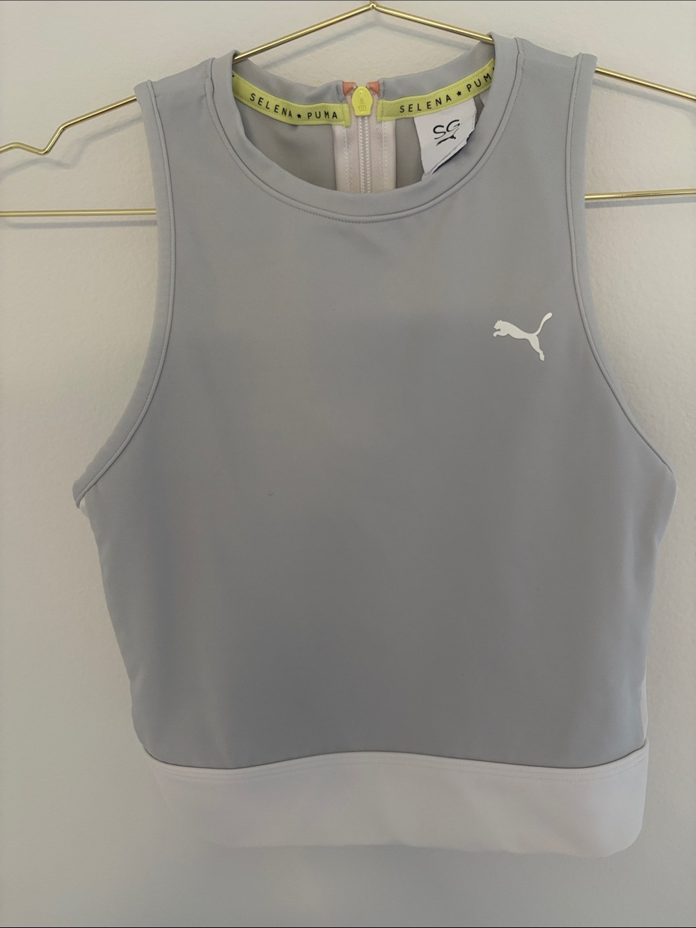 PUMA x SG Selena Gomez Limited Edition Cut Out Gray High-Neck Crop Top - Picture 4 of 5